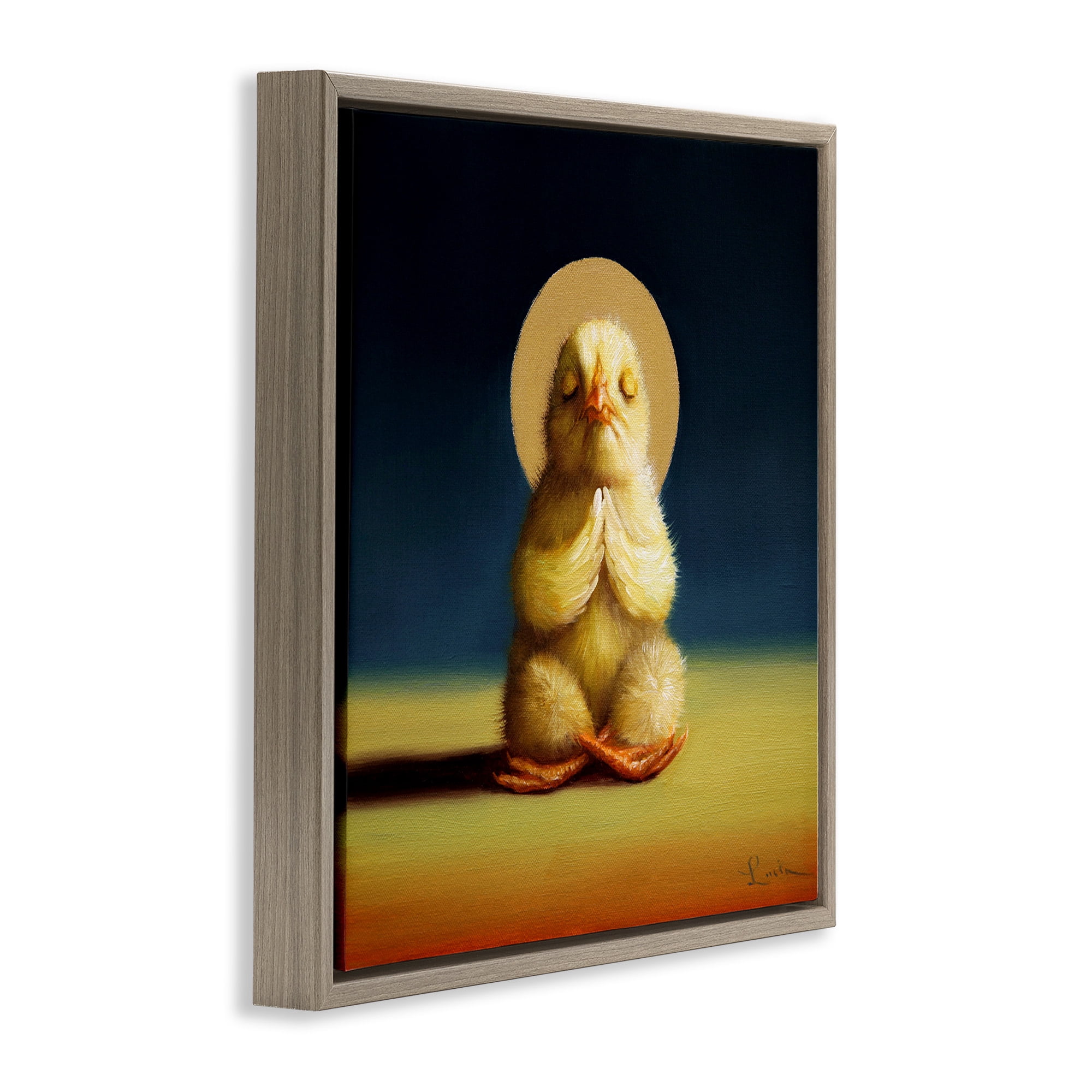 Stupell Industries Meditating Yoga Chick Animals & Insects Painting Brown Floater Framed Canvas Art Print Wall Art, 18 x 18