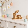 thumbnail image 5 of Easter Golden Bunny Resin Figurine - Shiny Gold Rabbit Ornament for Garden Patio & Home Tabletop Decor, Durable Resin Bunny Accent, Cute Spring Easter Garden & Desktop Decoration, 3*3*2in, Golden, 5 of 7