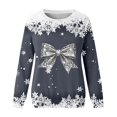 thumbnail image 4 of Byoo Big Girls Silver Bow Snowflake Sweatshirt Crewneck Long Sleeve Holiday Casual Pullover Sweatshirt,Grey, 4 of 4