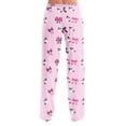 thumbnail image 6 of 1-Pc Ghost Print Elastic Waist Pajama Pants for Women, Halloween Loose Fit Lounge Bottoms — No Drawstring Sleepwear with Pumpkin Graphic Comfy Night Trousers Pink M, 6 of 9