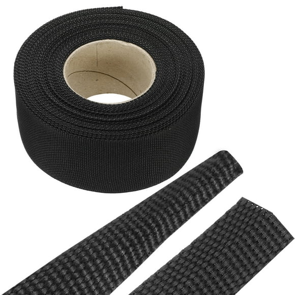 Uxcell 1 Count Braided Cable Sleeves, PET Heat Shrinkable Cord Protector Black 1 3/8inch x 33ft