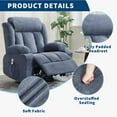 thumbnail image 6 of EuKer Recline Rocker Swivel Chair, Rocker Recline with Massage and Heat for Bedroom, Living Room, Blue, 6 of 8