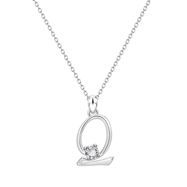 26 Initial Alphabet Shape Rhinestone Collar para Mujeres Collares para Mujeres A Z 26 Alphabet Initial Silver Collares para Mujeres Niñas