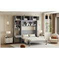thumbnail image 6 of Queen Size Wall Murphy Bed with Top Cabinet,Shelves  and  Wardrobe, Space Saving Foldable Bed,Gray(old sku:N708S00022E), 6 of 20