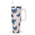 thumbnail image 1 of Gobelet 40 Oz avec Poignée et Paille Isolé Double Paroi en Acier Inoxydable Tasse de Voyage Boîte Cadeau Gobelet Réutilisable Tasse de Café de Voyage pour Bureau Tasse de Bière Isolée Portable pour Boissons Chaudes et Froides, 1 of 5