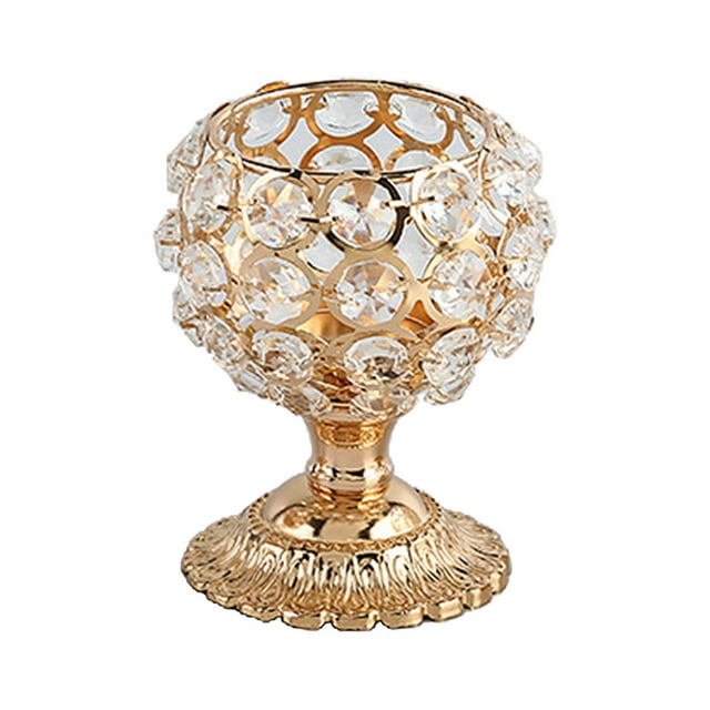 Candelabro de cristal con luz de té Candelabro Candelabro Fiesta decorativa Oro 8x8x10cm Zulema candelero de cristal