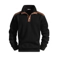 thumbnail image 4 of LYSMORA Men's Knit Stand Collar Button Pullover Sweater, Contrast Splice Elbow Patch Long Sleeve Casual Tops, 4 of 6