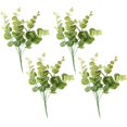 thumbnail image 1 of 4 Uds hojas artificiales de eucalipto follaje de plantas falsas para el hogar, jardín, oficina, decoración de boda verde, 1 of 5