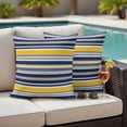 thumbnail image 4 of Navy Blue Yellow Striped Outdoor Waterproof Pillow Covers, Farmhouse Vintage Stripe Decorative Square Throw Pillowcase Sofa Cushion Sham for Patio/Couch/Chair, 18"x18" 2 Pack, 4 of 8