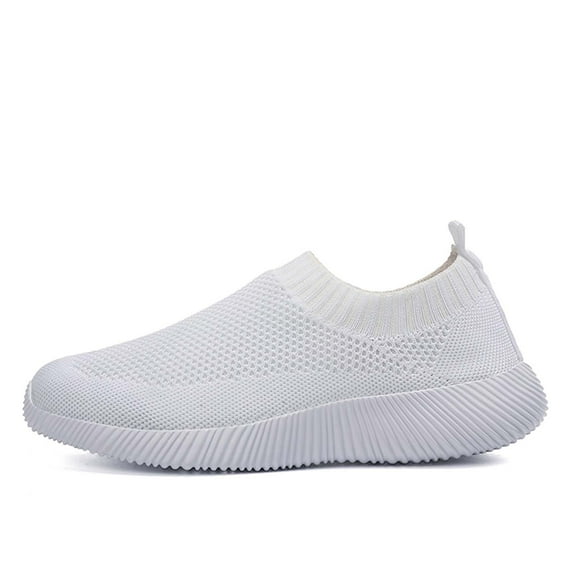 CAICJ98 Womens Running Shoes Women's Tennis Walking Shoes - Breathable Mesh Knit Lightweight Slip on Sneakers for Gym Work,White
