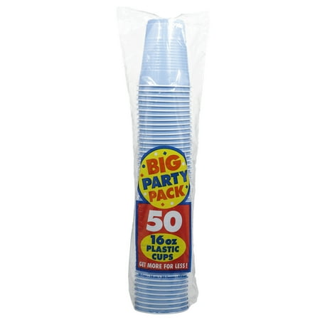 Pastel Blue Big Party 16 oz. Plastic Cups (50 Count)