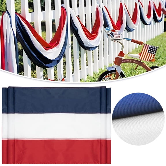 1 Pack Patriotic Bunting US Flag Decorations 4th of July Decor Large Red White and Blue Banner Outdoor Decoration for Independence Day Veterans Day Memorial Days Celebration Outdoor Porch Garden, 6M