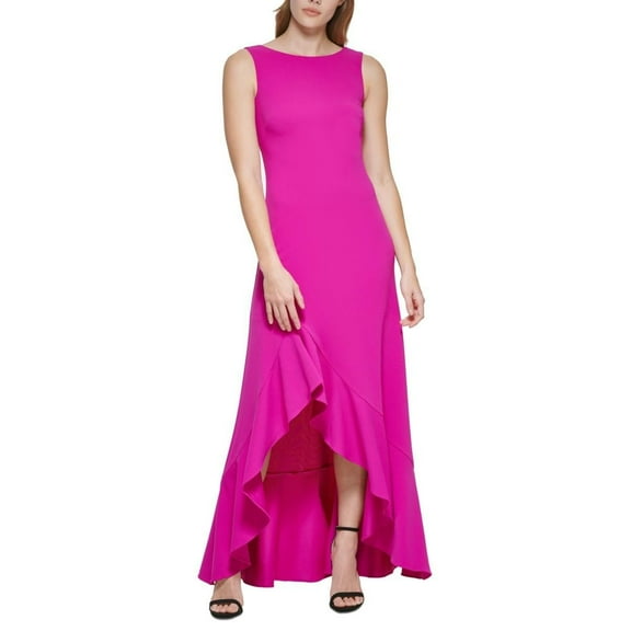 Vince Camuto Womens Ruffled Full Length Evening Dress Pink 10
