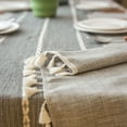 thumbnail image 6 of SEARIPE Rectangle Cotton Linen Tablecloth with Tassels, Color Block Dust-Proof Tablecloth for Table Decoration Kitchen Dinning Party Gray 55" x 87", 6 of 9