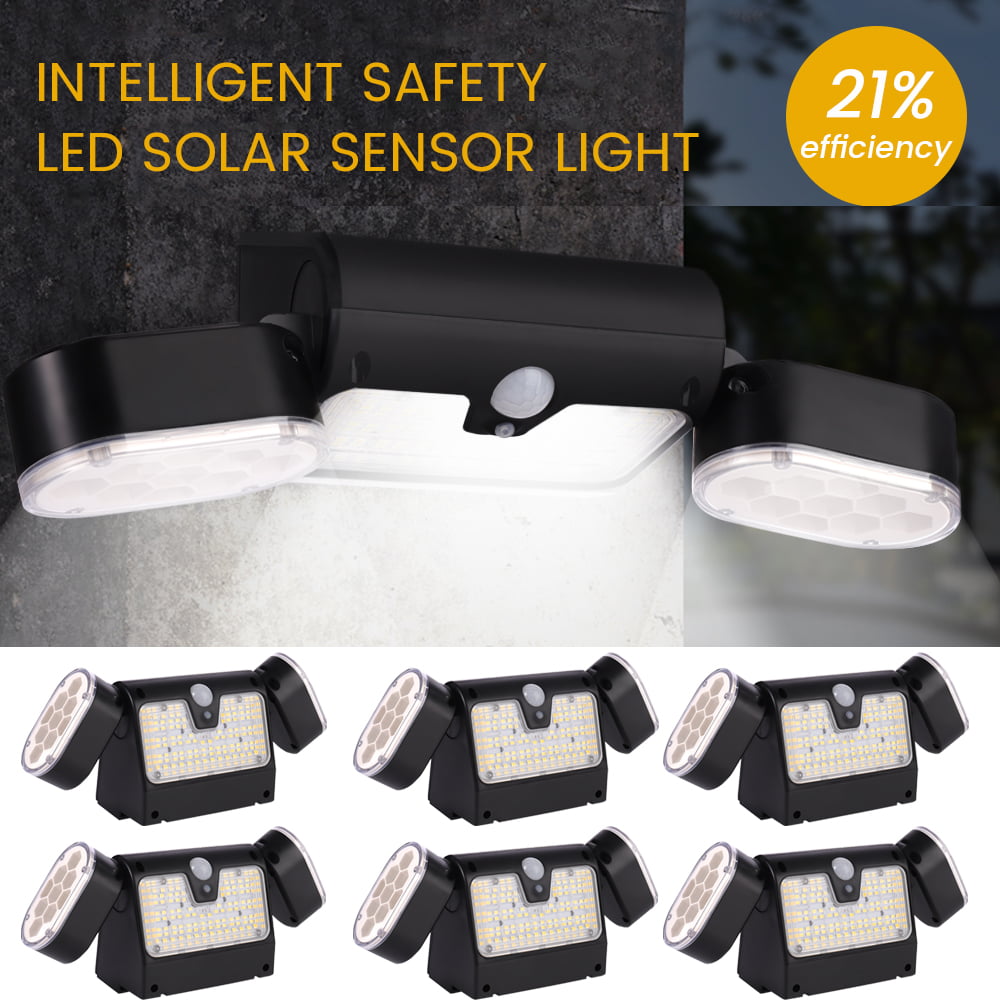 Solar LED Dual Head 1200LM SMART Motion Sensor Security Light Dusk to Dawn Lamp 
