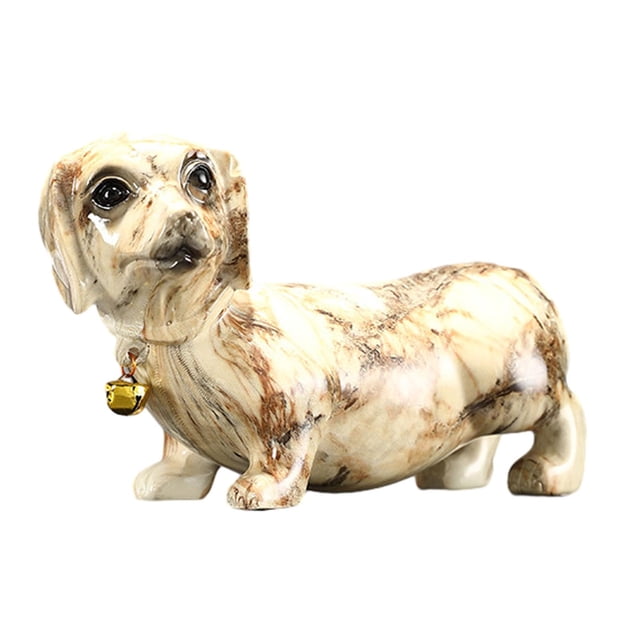 Estatua de perro de poliresina, figura decorativa de escritorio, escultura de perro salchicha de resina Amarillo