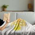 thumbnail image 3 of Yellow and White Soft Flannel Fleece Blanket, Watercolor Style with Carpe Diem Seize the Day Enjoy the Moment, Cozy Plush for Indoor and Outdoor Use, 50" x 60", Yellow Marigold Pink, by Ambesonne, 3 of 5