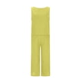 thumbnail image 4 of SDNall 2 Piece Sets for Women Summer Round Neck Sleeveless Blouse +Loose Pockets Pants Sets (Yellow, Sizes XXXXL-XXXXXL), 4 of 9