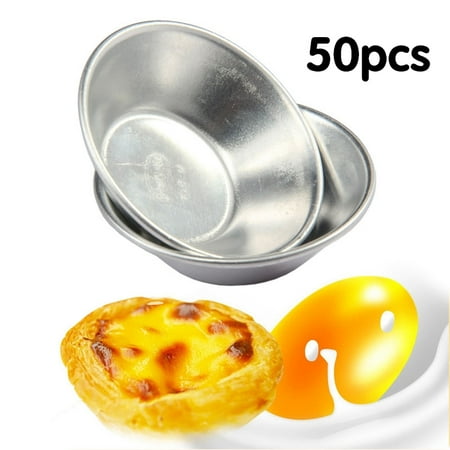 

50 Pcs Mini Aluminum Alloy Pancake Molds Shell Cupcake Cake Pan Baking Tool Muffin