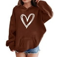 thumbnail image 4 of UACY Girls Preppy Heart Sweatshirts Oversized Pullover Sweatshirt Kids Fall Winter Long Sleeve Cute Trendy Hoodies ﻿ (Brown, 2-3 Years), 4 of 6