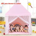 thumbnail image 4 of Costway Casa con Forma de Carpa con Espacio Privado para Niños con Sólida Estructura de Madera y Manta de Algodón Rosa 120 x 105 x 140 cm, 4 of 10