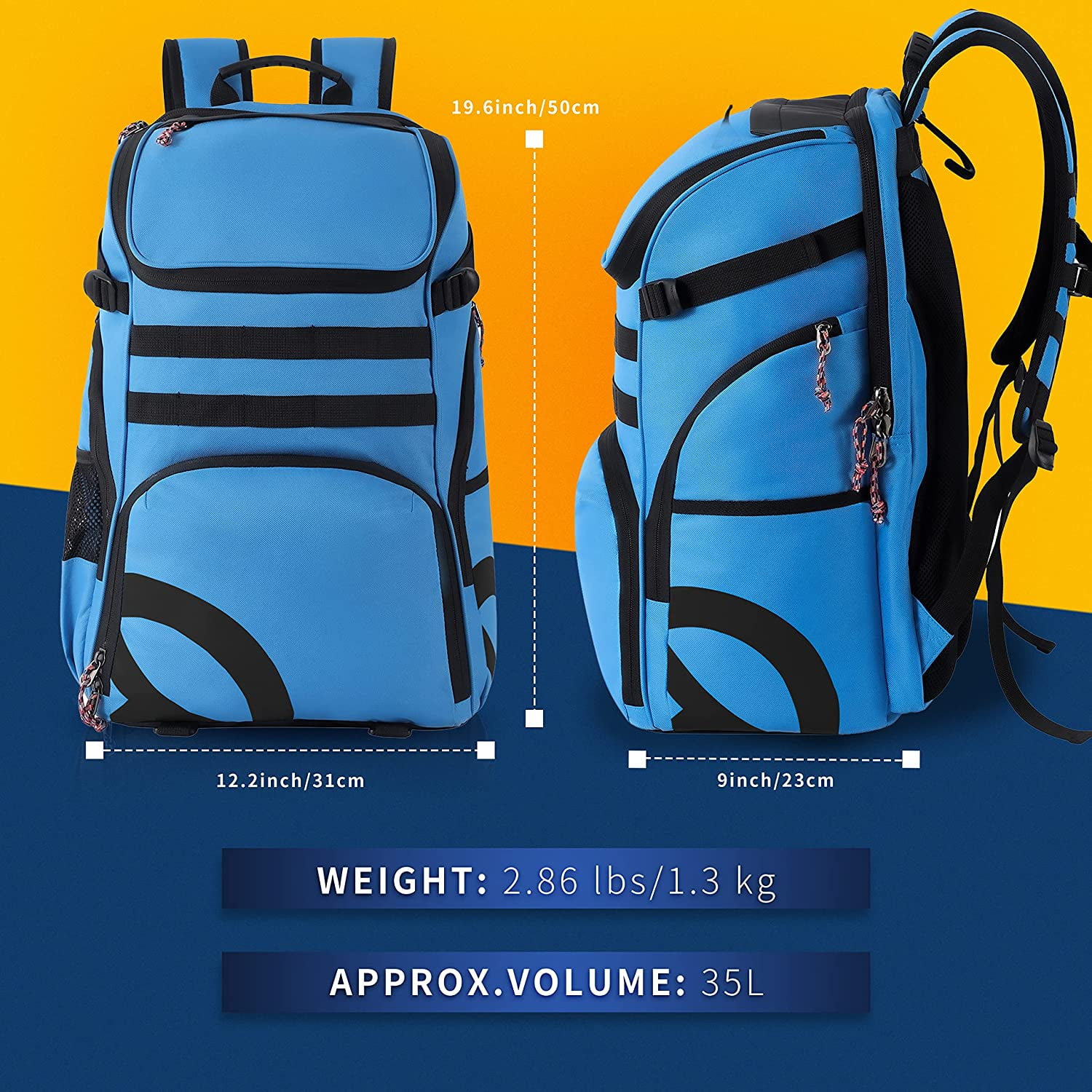 Large Basketball Bag Backpack for Men Women Basketball Bookbag with Ball Compartment Shoes Bag 35L Capacity Soccer Ball Bag Gym Backpack Fit Volleyball Football Sports Travel