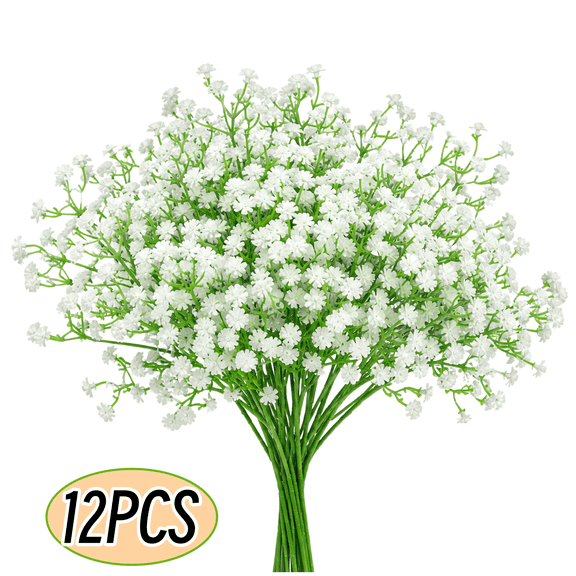 Baby's Breath Artificial Flowers 20.5'' Fake White Flowers Babys Breath for Wedding Floral Arrangement Party Home Decoration 12Pcs