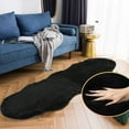 thumbnail image 2 of ORINOVA Black Shag Washable Fluffy Fur Area Rugs For Bedroom Living Room Faux Rabbit Fur Nursery Rug Runners 2x6 Cute Room D?cor, 2 of 9