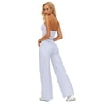 thumbnail image 2 of IBTOM CASTLE Womens Workout Sets 2 Piece Spaghetti Straps Crop Top Straight Leg Yoga Pants Yoga Pilates Outfits White, 2 of 7