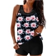 thumbnail image 2 of Staron Women's Two Piece Swimsuit High Waisted Vintage Printed Tankini with Removable Padded Bra Conservative Modest Beach Vacation Swimwear Set, L, 2 of 4