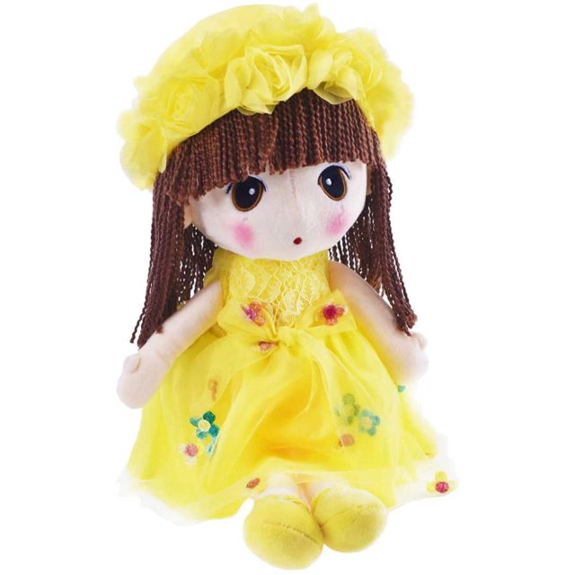 Muñeco de peluche de niña de flores suave de peluche Kawaii, regalo para niñas, 18 pulgadas (amarillo) -Amarillo- Sincero Electrónica