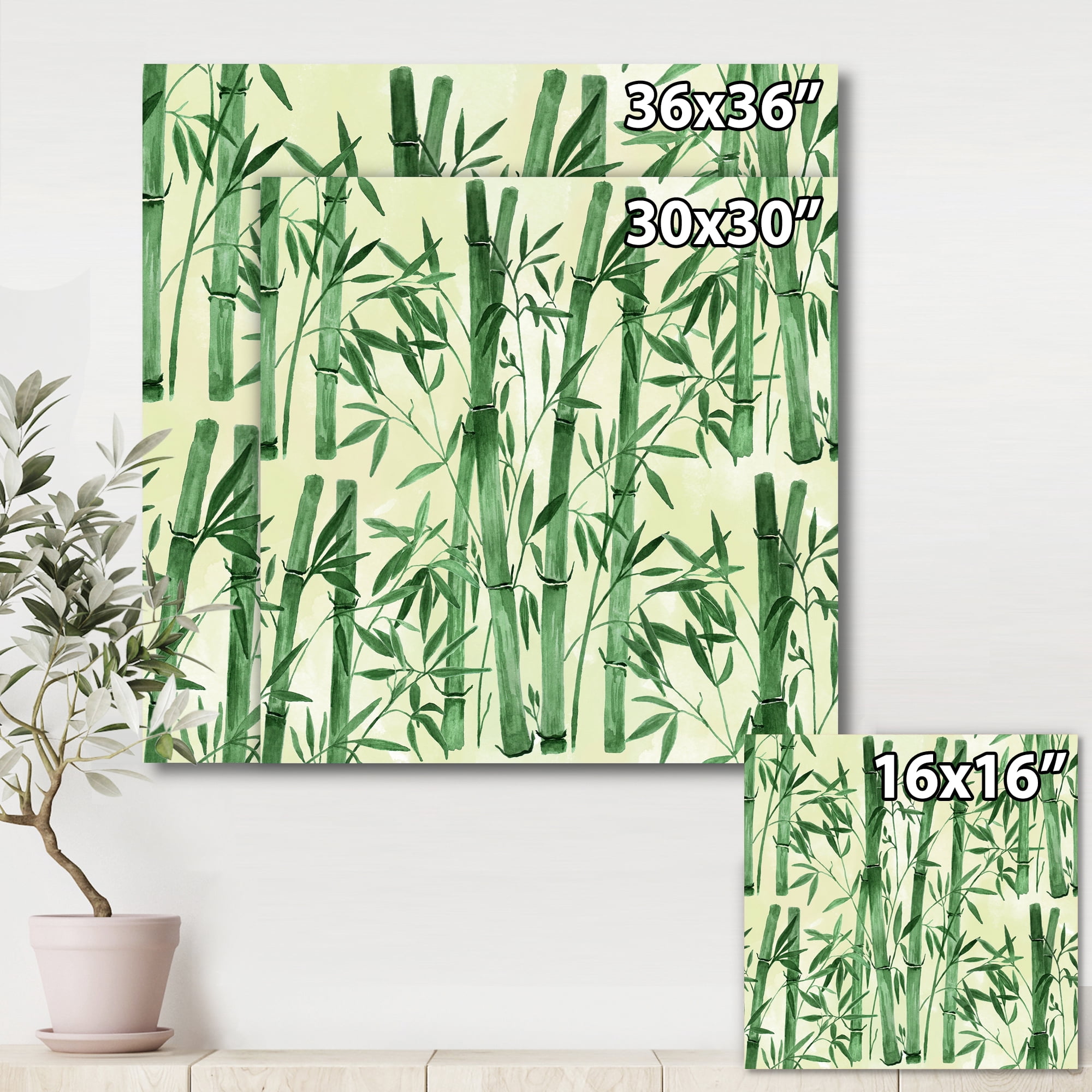 The Forest of Bamboo Branches I 30 in x 30 in Painting Canvas Art Print, by Designart