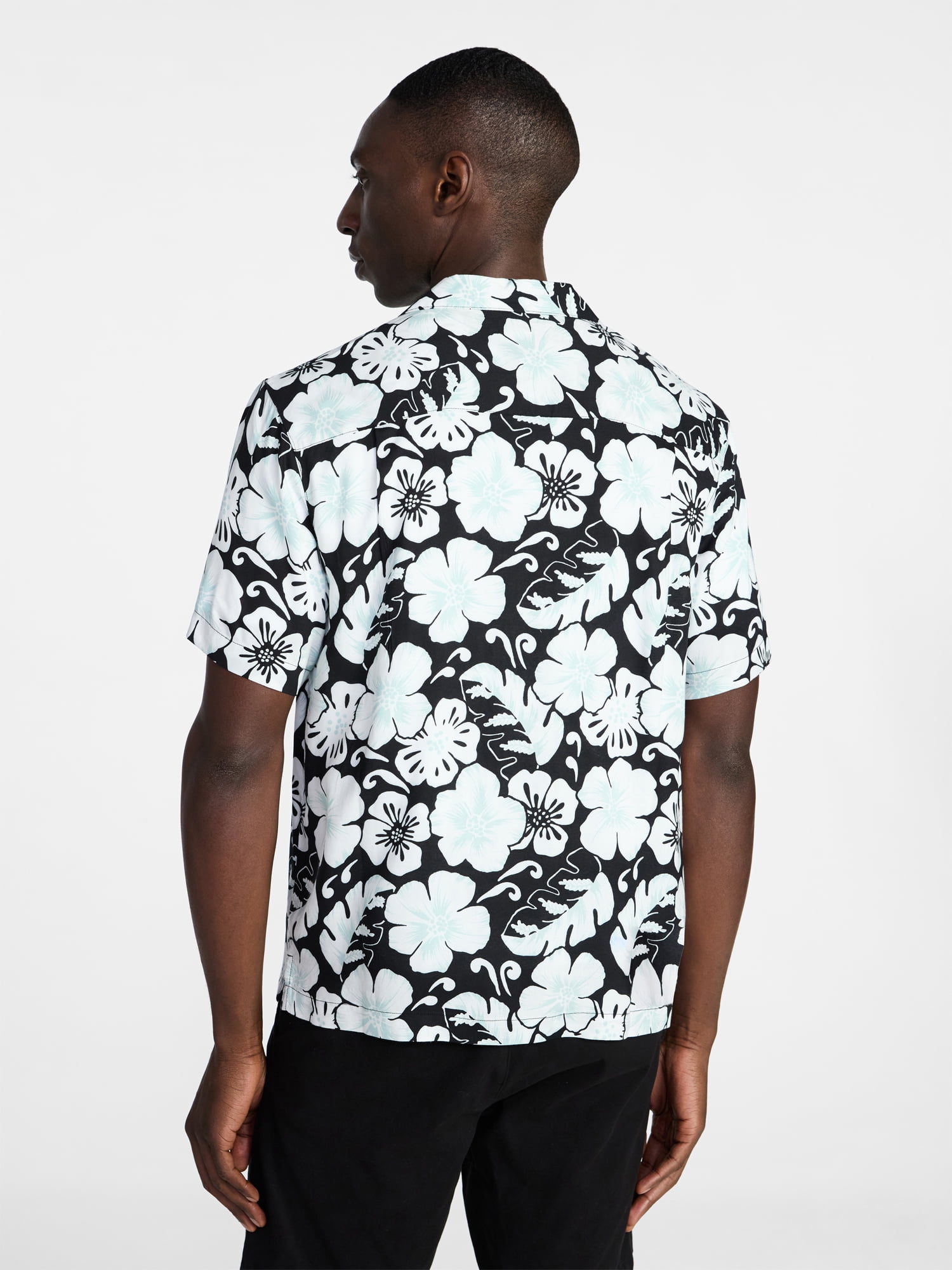 George Men's Relaxed Fit Printed Camp Shirt with Short Sleeves, Sizes S-3XLT