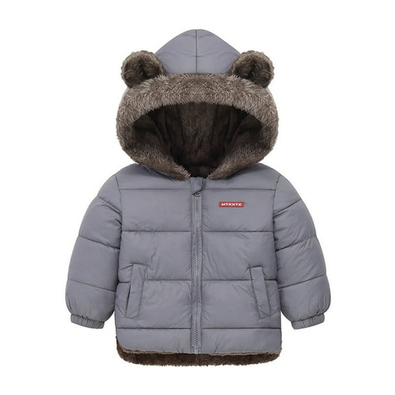 Baby Boy Winter 𝐅𝐥eece Coat Toddler Puffer Jacket Bear Ears Hooded Jacket Coat Baby Girl Outerwear Warm Clothes