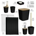 thumbnail image 2 of Clara Clark  Bamboo Bathroom Accessories Set with Shower Curtain Set, Toilet Brush, Trash Can & Soap Dispenser Complete Set - Black, 2 of 5