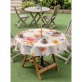 thumbnail image 4 of Outdoor Tablecloth with Umbrella Hole for Patio/Picnic/Party/Camping, Spring Flowers Waterproof Table Cloth Round Cover Washable, Yellow Pink Floral Pastoral Botanical (Dia 54"), 4 of 8