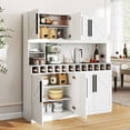 thumbnail image 4 of Gymax 63'' Wide Kitchen Buffet Hutch w/4 Cabinets 2 Open Shelves & 12-Bottle Wine Rack White, 4 of 10