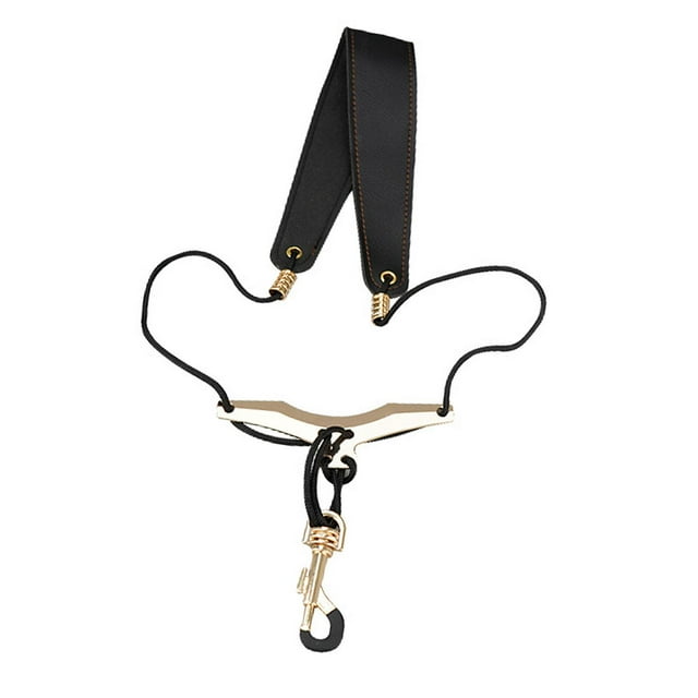 ziyahi Sangle de Cou Réglable en Saxophone Sangle d'Épaule Confortable Adaptée aux Enfants Filles Adultes Rembourrée avec Fonctionnalités Amis Robuste Doré 60cm