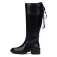 thumbnail image 2 of FSJ Women Lace Up Back Knee High Fashion Boots Round Toe Side Zipper Low Chunky Heels Tie Riding Booties Shoes Size 7.5 Black, 2 of 4