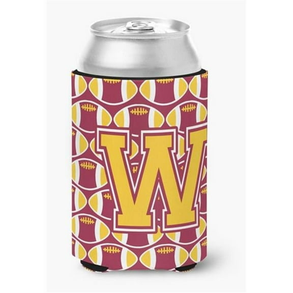 Letter W Football Maroon & Gold Can or Bottle Hugger