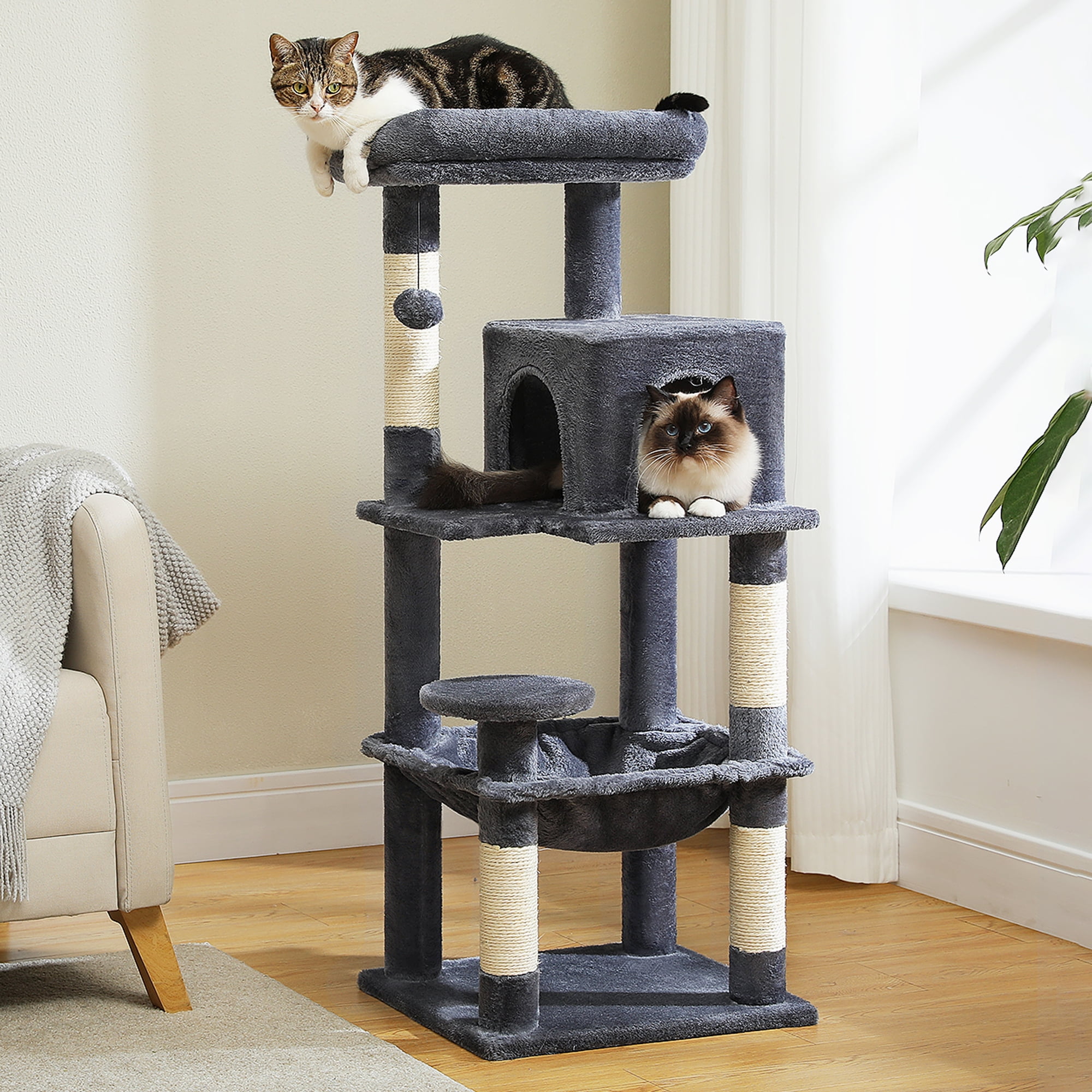 Pefilos 45" Modern Cat Tree House, Cat Condo for Indoor Cats, Activity Center Cat Scratching Tower for Kittens Toy, Dark Gray Pefilos 45" Modern Cat Tree House, Cat Condo for Indoor Cats, Activity Center Cat Scratching Tower for Kittens Toy, Dark Gray