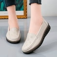 thumbnail image 2 of Huesdet Loafers for Women Slip On Shoes Adjustable Casual Comfort Walking Flats Loafers Womens Fashion Round Toe Driving Moccasins Boat Shoes(Beige,8), 2 of 7