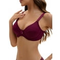 thumbnail image 3 of INSPIRE CHIC Women's V Neck Adjustable Strap Underwire Push Up Bras, Available in Plus Size C 36 Dark Red, 3 of 4