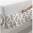thumbnail image 2 of Flower Bed Skirt, Abstract Simplistic Hydrangea Floral Ornate Hand Drawn Blossoms Spring Print, Elastic Bedskirt Dust Ruffle Wrap Around for Bedding Decor, 4 Sizes, White Pale Pink, by Ambesonne, 2 of 2