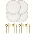 thumbnail image 1 of 8/16pcs Clear Plastic Charger Plates with Gold Beads Rim Acrylic Decorative Service Plate withGold Beads Rim Decorative Service gold16PCS, 1 of 6