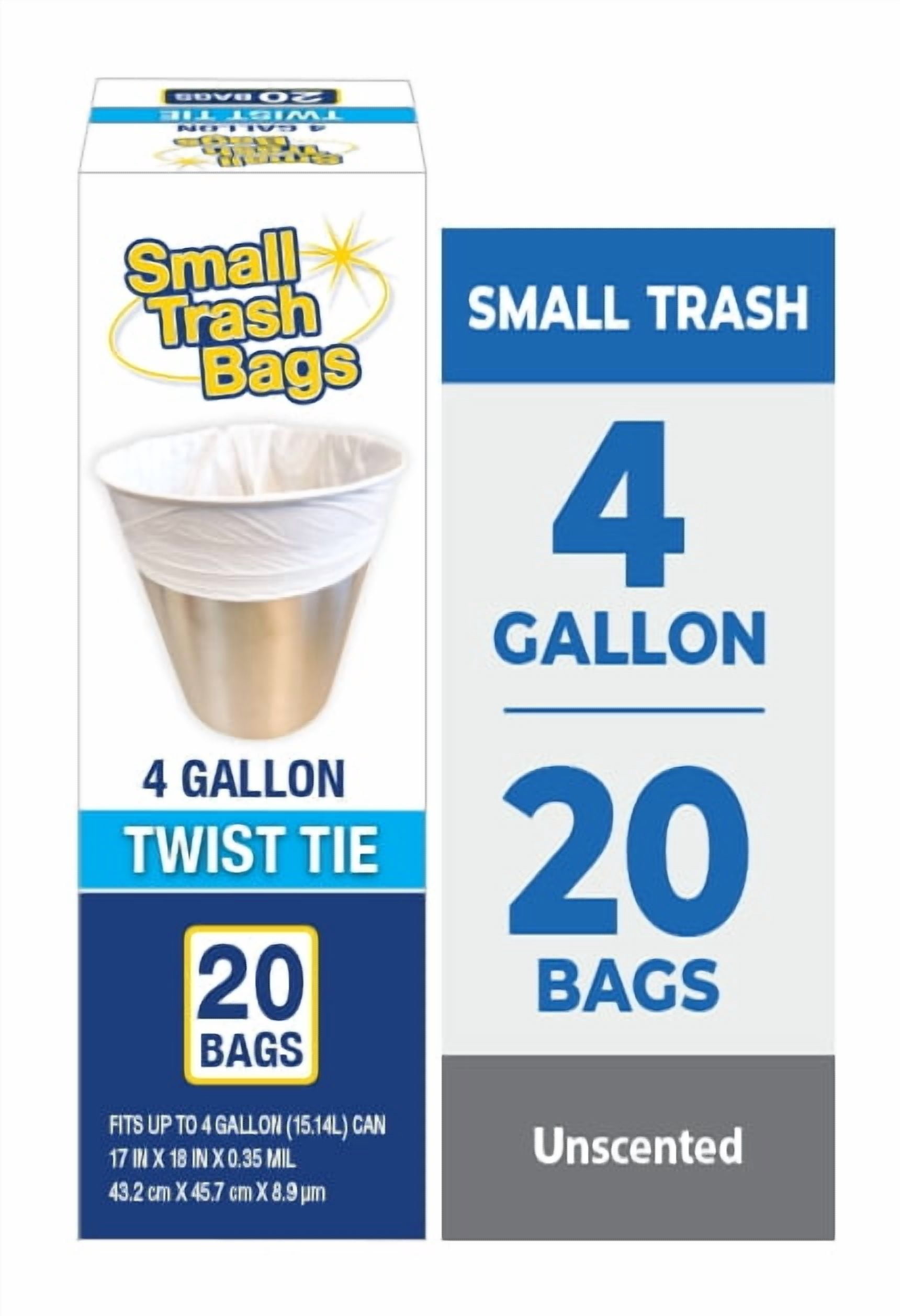 (3 pack) Basic 4 Gallon Twist Tie Bathroom Bags, 20 Bags