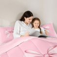 thumbnail image 6 of Erosebridal Pink Grid Bow Queen Comforter Set, Watercolor Princess Bow Bedding Comforter Set for Women Girls, Pink Reversible, 3 Pieces, 6 of 6