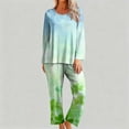 thumbnail image 6 of Ecqkame Women's Pajama Set St. Patrick's Day Print Casual Round Neck Long Sleeve Top Elastic Waist Pants 2 Piece Soft Sleepwear Green XL, 6 of 6