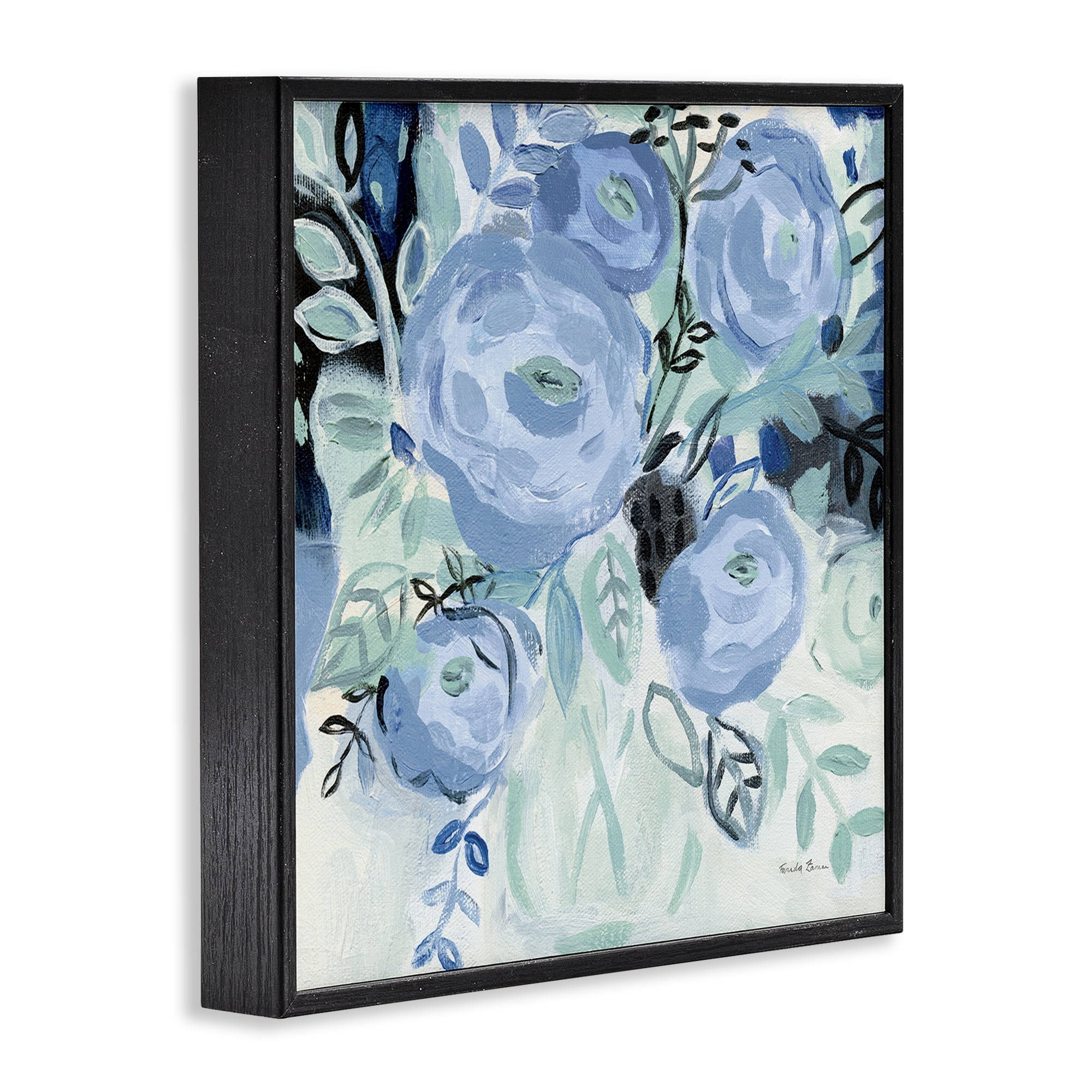 Stupell Industries Blue Coastal Blooms Botanical & Floral Painting Black Framed Art Print Wall Art, 12 x 12