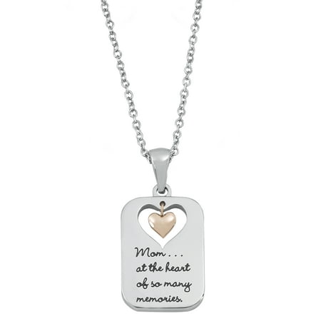 Connections from Hallmark Stainless Steel "Mom, at the heart of so many Memories" Pendant, 18"